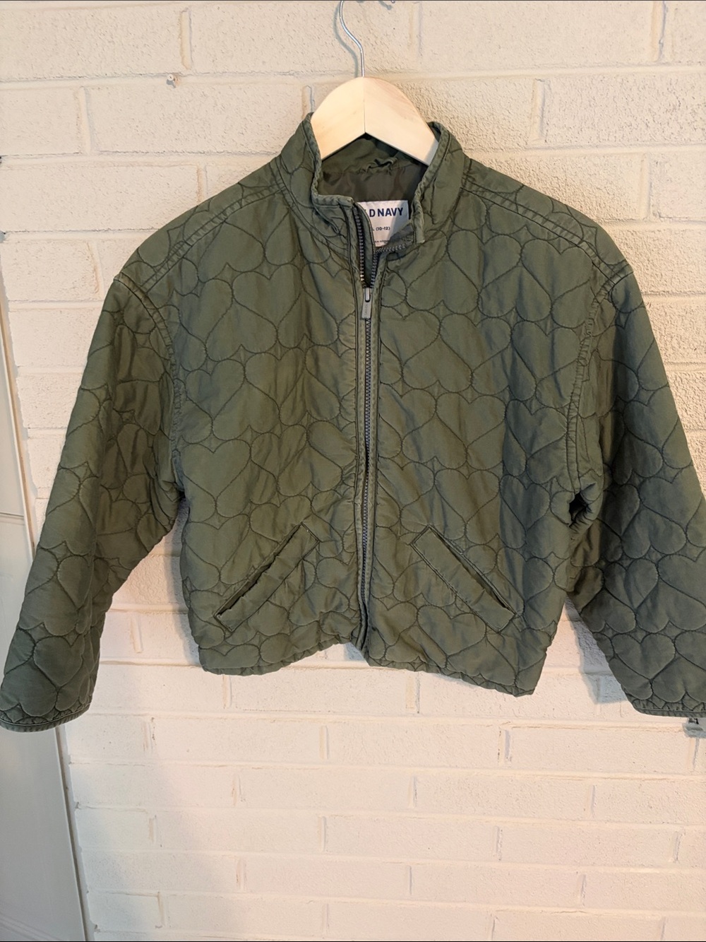 Old Navy Quilted Olive Green Puffer Jacket for Kids